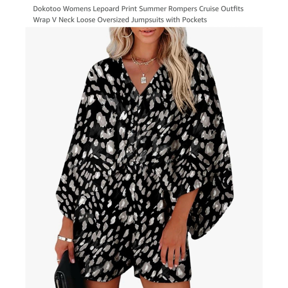 SOLD NOT FOR SALE DOKOTOO Black And Cream Romper With Dolman Sleeves